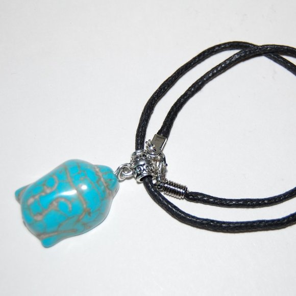Buddha Turquoise Pendant Necklace ,Buddhist Cord Necklace, Spirituality, Prayer - Picture 4 of 4
